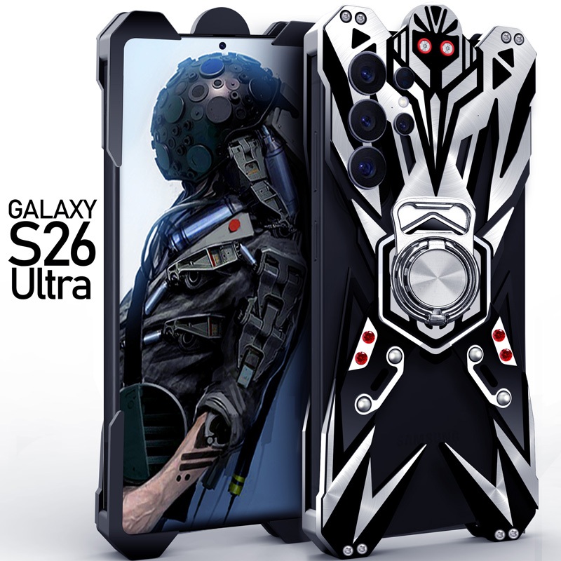 Capa De Alumínio Steampunk Mecha Para Samsung Galaxy S26 S25 S24 S23 S22 Note20