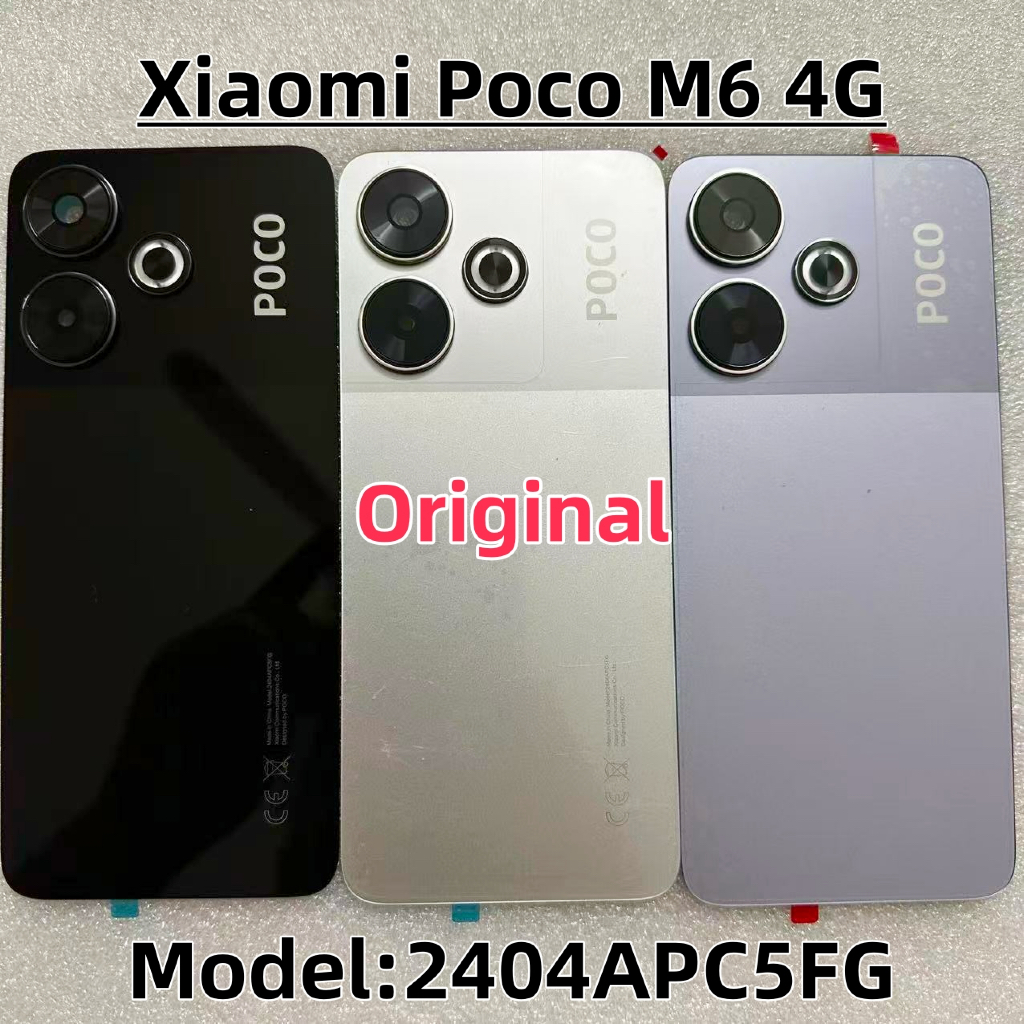 Substituição Para Xiaomi Poco M6 4G Tampa De Vidro Traseira Caixa Da Porta Bater