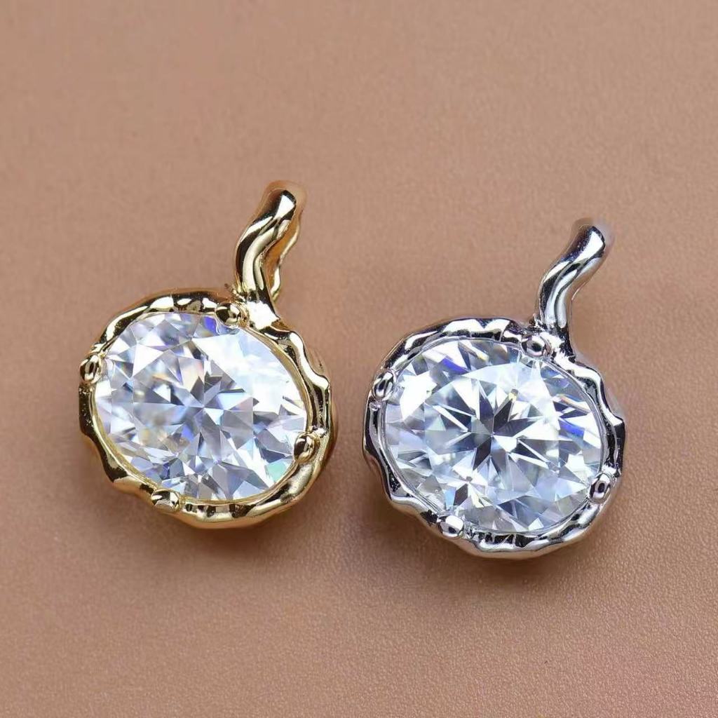 Moissan Pingente Clássico Lava Pombo Ovo Corte 925 Chapeamento de Prata Platina Champanhe Ouro Seiko Chapeamento Grosso 