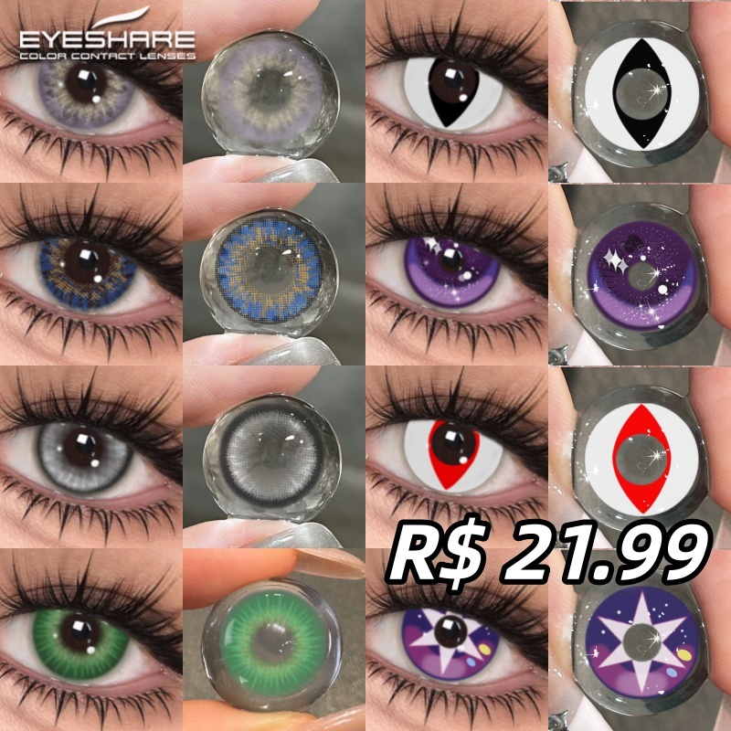Eyeshare 1 Par De Lentes De Contato Coloridas De Baixo Preço , Cor Macia Para Uso Anual , Maquiagem Diária Ou De Cosméti