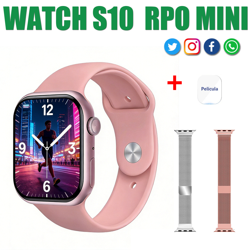 Lançamento Smartwatch S10 Mini com Pressão Chamada Bluetooth Calculadora Impermeável e Compatível Android/iOS