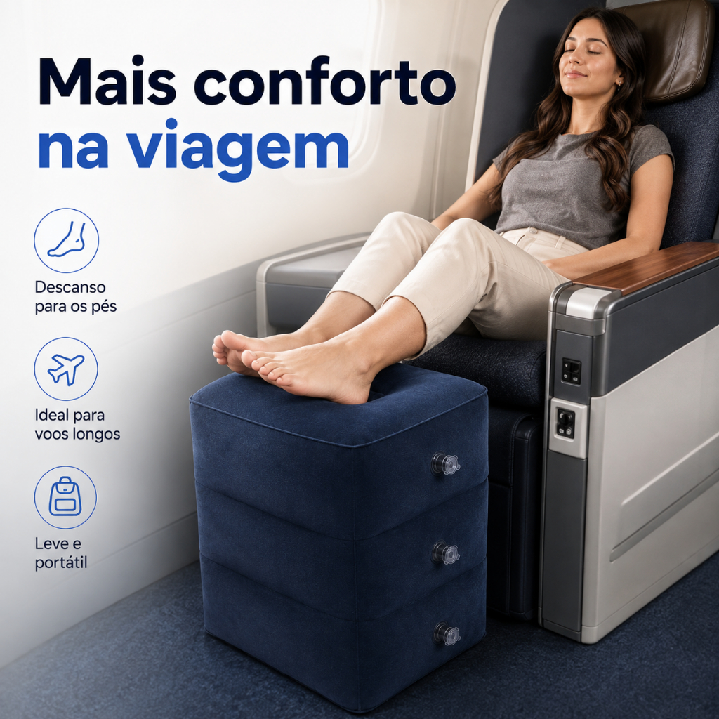 Apoio Descanso Pés Inflável Viagem Escritório Carro Casa 3 Posições