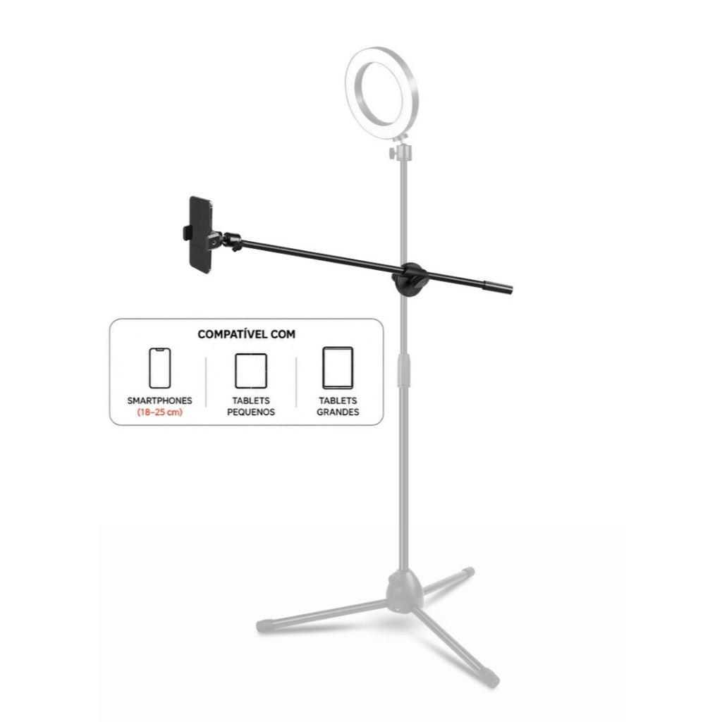 55cm suporte de telefone suporte de extensão projetado 3/8 rosca barra transversal