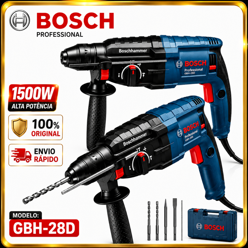 Furadeira de Impacto Rotativa Bosch GBH 2-28D Original Profissional Furadeira Parafusadeira 1500W