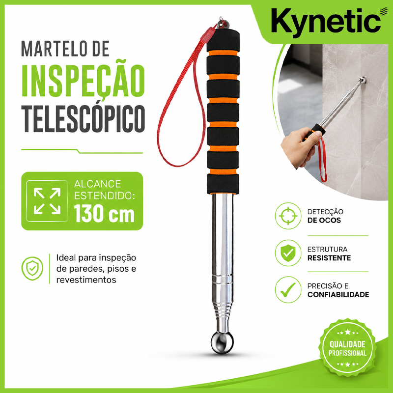 Martelo Oco Extensível de Aço Inoxidável 130cm – Telescópico Ajustável para Inspeção Residencial e Profissional