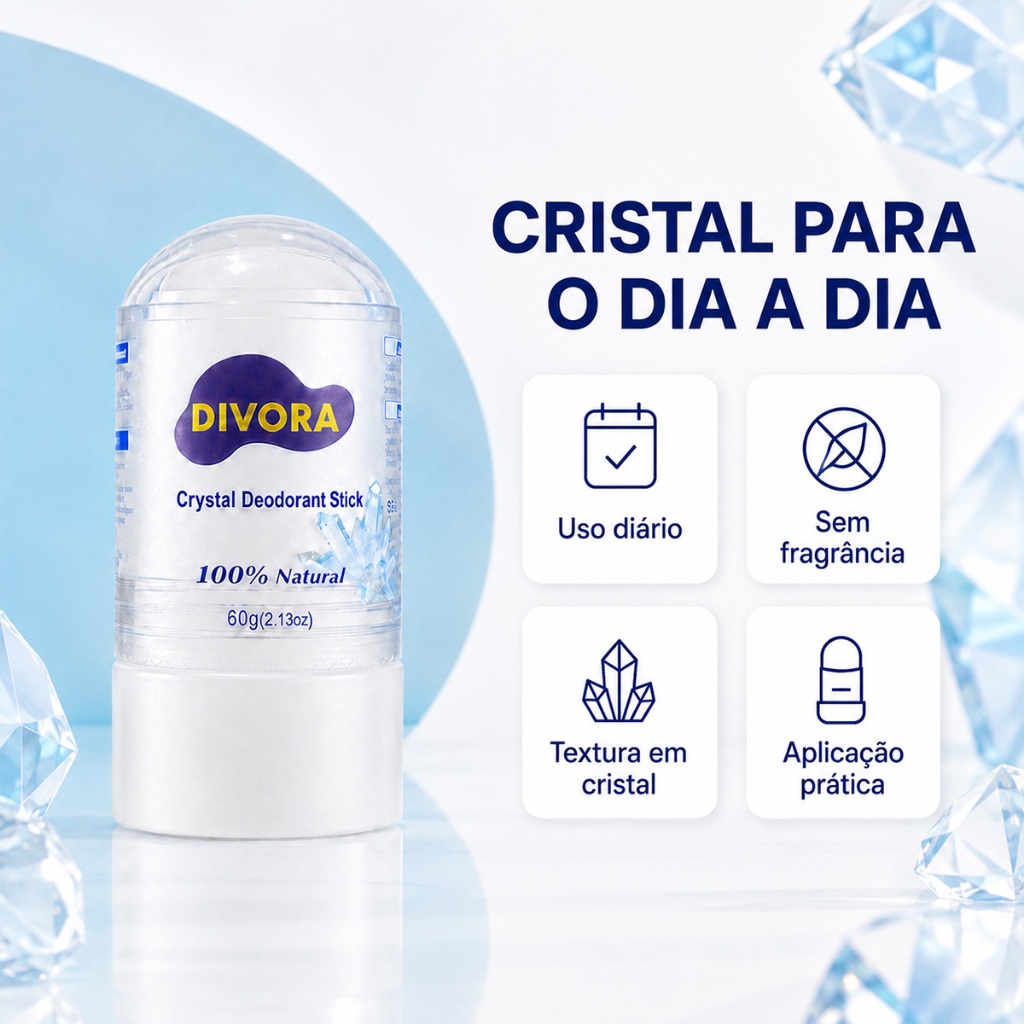 Pedra de Cristal de Sal Desodorante Natural 60g