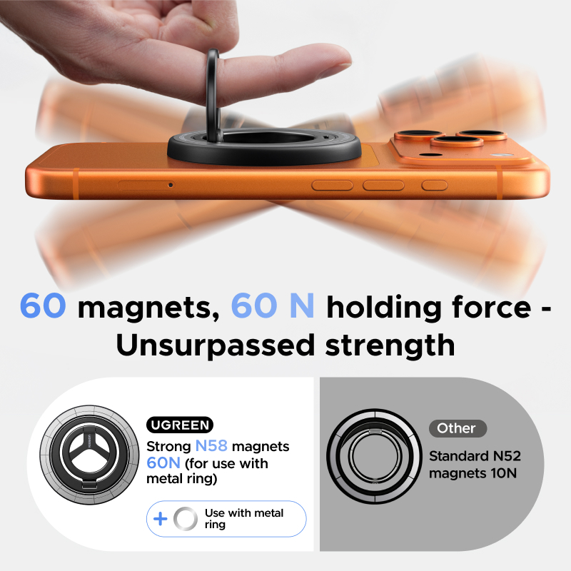 Suporte Magnético De Anel De Telefone Dupla Face UGREEN Ímã Mais Forte Atualizado Para Ímãs MagSafe N58 De Fixação Firme — imagem 2 de 2
