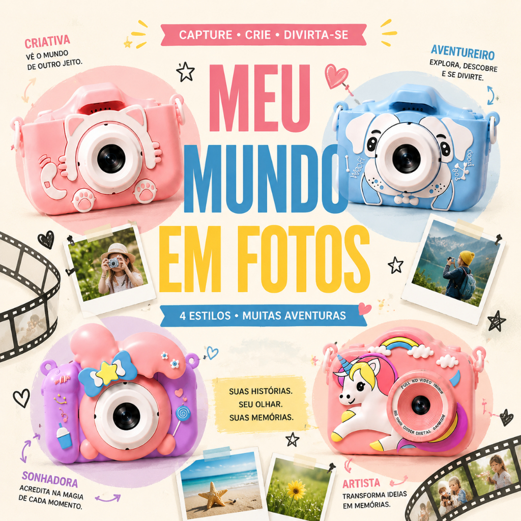 Mini câmera Digital infantil, câmera 2 em 1 - realmente pode fotografar crianças e vídeo