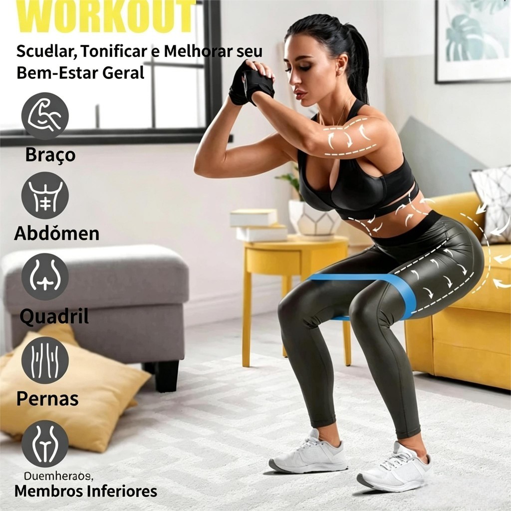 Faixa elástica de resistência TPE, yoga, treino em casa, academia, exercício físico com múltiplos níveis de tensão