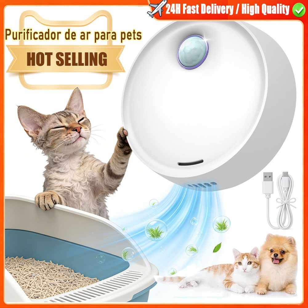 Purificador De Odor De Gato Inteligente Para Caixa De Areia Desodorizador Pet Ar De Banheiro Cão Maca Desodorante Suprim