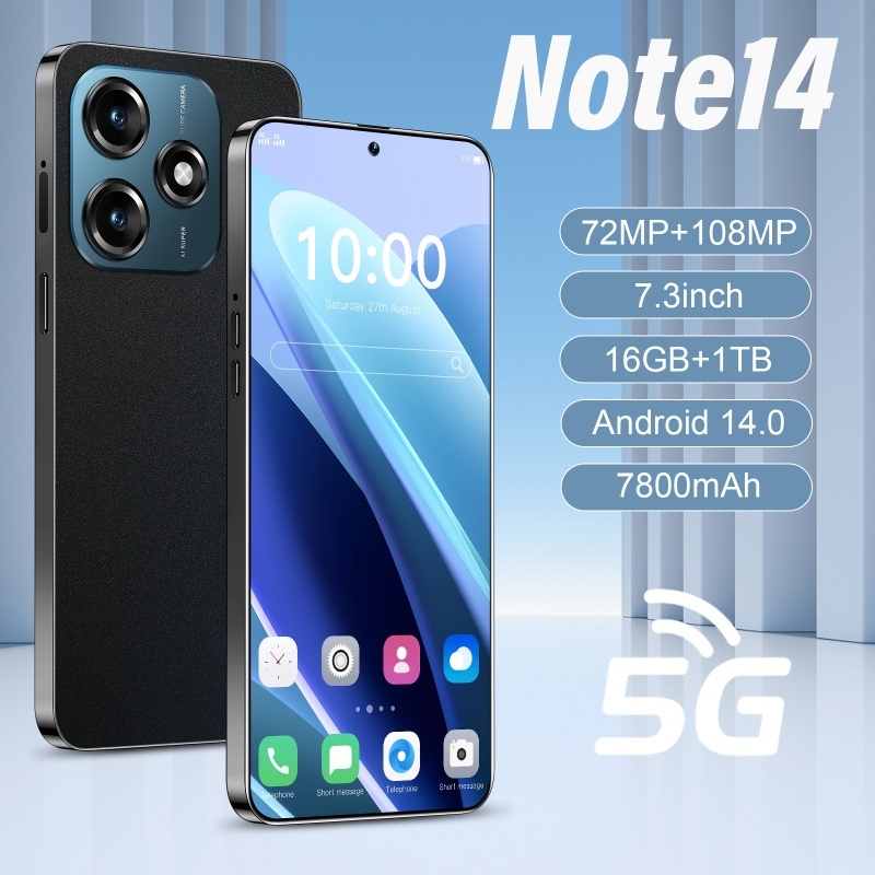 Note14 Celular 7.3Polegadas Android Smartphone 16+512GB
