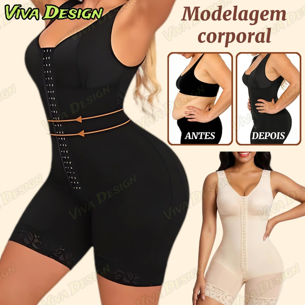 Modelador de corpo estilo europeu e americano com zíper na virilha inferior, redução de cintura, levantamento de