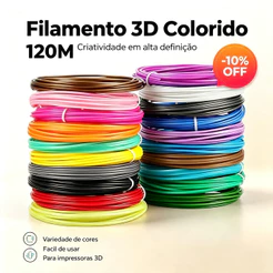 Refil Filamento Abs Kit 10 Cores 120/110/100/60/50M Impressora 3d Canetam, coco