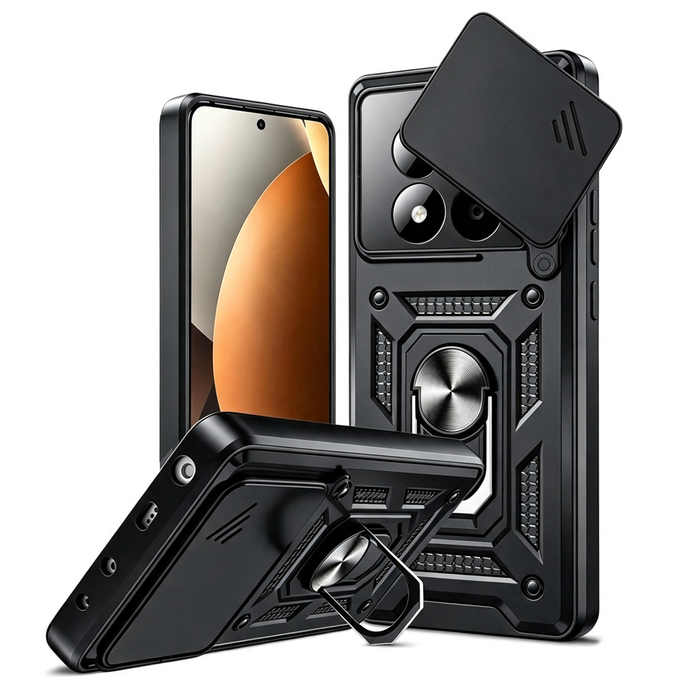 Capa de telefone rígida para choque e queda com suporte de metal Para Redmi Note