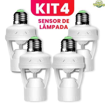 Kit 4 Sensor de Movimento para lâmpada Soquete E27 c/ sensor de presença Bivolt 110V~220V Max 60W