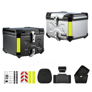 Bau Para Motocicleta 45/55/65L Com Encosto Mala De Abs Preto Capa Traseira Suporte