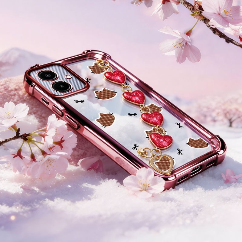 Capa YBD Para Samsung Galaxy A07 M07 F07 A06 A03 Core A04 A05 A04E F04 M04 A042F M05 F05 A032F Bonito Xadrez Gato Coraçã