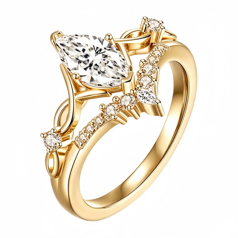 Anel de diamante ecológico liga coroa anel de diamante anel de casal de casamento Super Flash