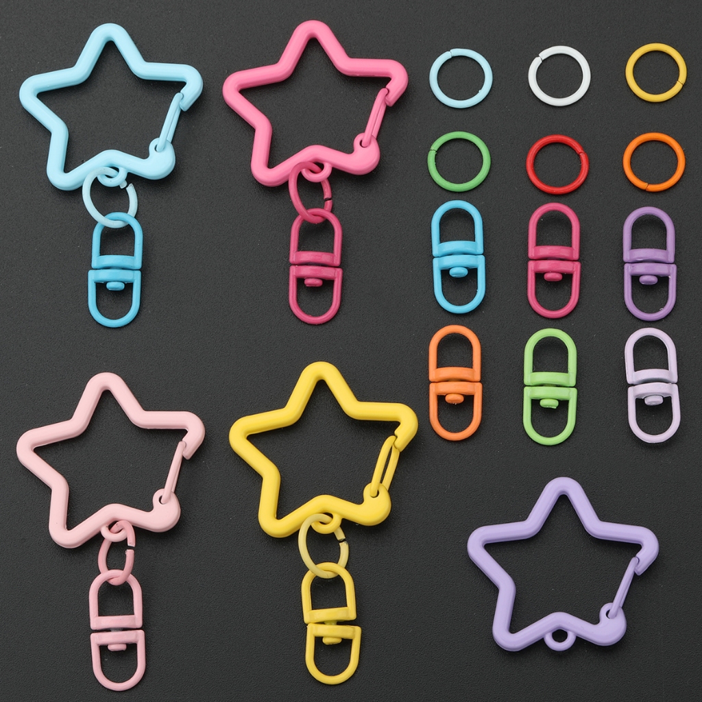 60 PCS Chaveiros Coloridos Em Forma De Estrela-Acessórios De Suspensão Feitos À Mão-Adequado Para Cabides De Bolsas DIY