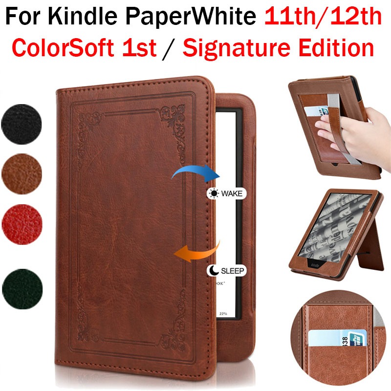 Para Kindle PaperWhite 11a/12a Geração/ColorSoft 1a/Signature Edition 6.8'7.0 Capa Flip De Couro Stent Case