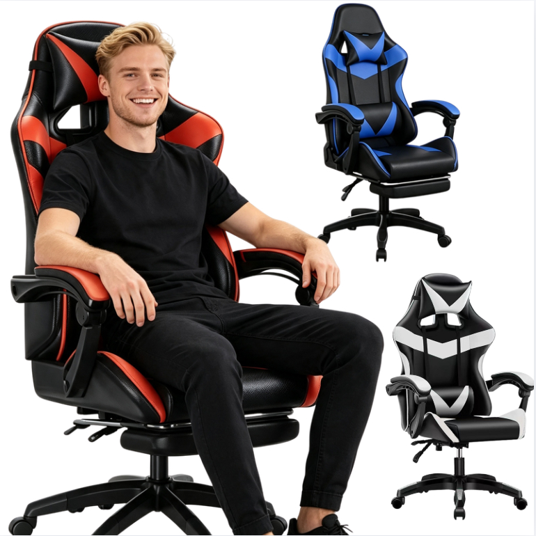 Cadeira Gamer Ergonômica Profissional Reclinável Confortável Com Rodinha Pés e A