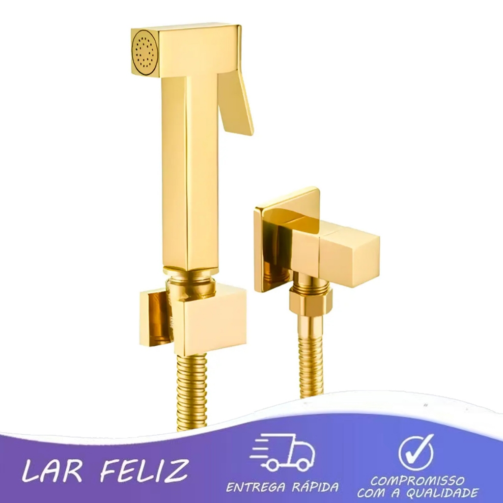 Ducha Higiênica Luxuosa Dourada Ouro Metal Íntima Moderna para Banheiro