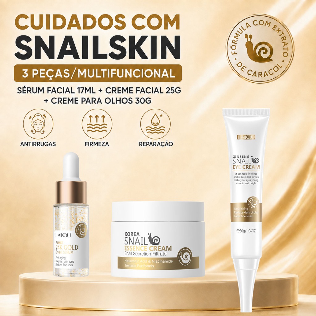Conjunto cremes de caracol Laikou de Ouro 24k para reduzir rugas sardas