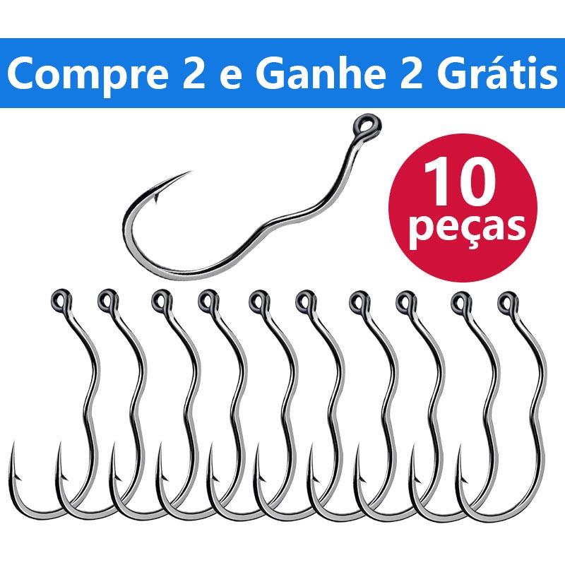 【Compre 2 e Ganhe 2 Grátis】Kit 10 Anzol De Pesca Anzol De Pesca Ao Ar Livre Com Prevenção Automática De Fuga De Peixes