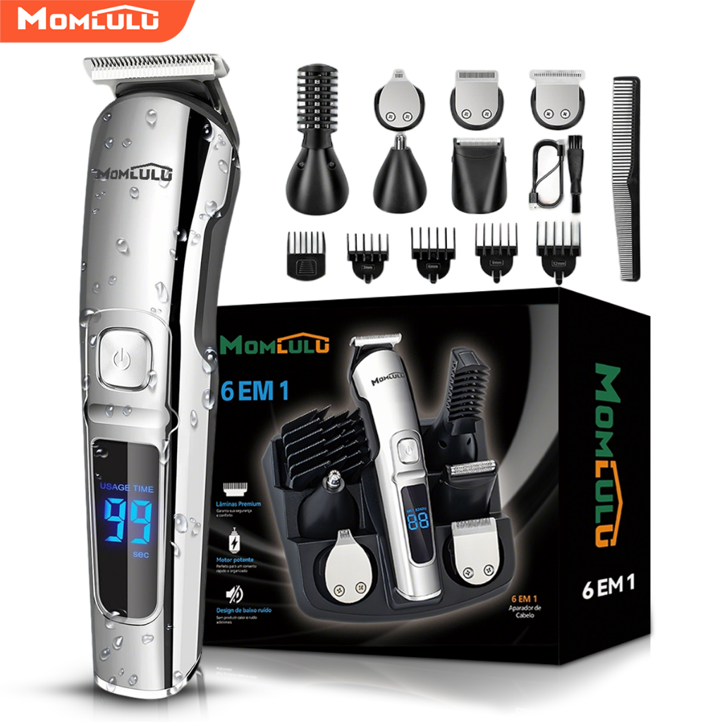 MOMLULU 6 Em 1 Aparador Pelos Aparelho Barbeador Elétrico Sem fio Máquina De Barbear Corte De Cabelo Carregador Bivolt