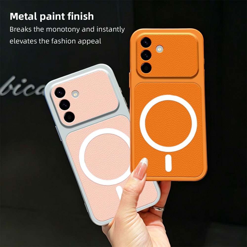 Capa De Telefone Com Textura De Couro Sintético Para Samsung Galaxy A17 A27 A37 A57 A08 A07 A06 A16 A18 A26 A36 A56 M06 