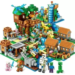 1800 blocos compatíveis com o mundo de pixels LEGO, adequados para vários cenários, vila do Steve, brinquedo para menino