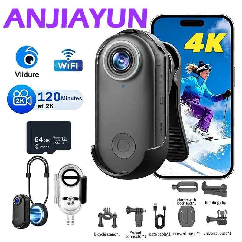 Mini Câmera Wi-Fi HD 4K , De Ação À Prova D'água , Magnética , Vestível Bolso Para Motocicleta , Esporte Ao Ar Livre , C