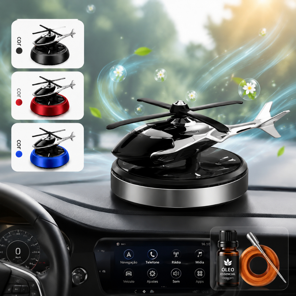 Aromatizante Helicóptero Solar Automotivo, Difusor de Perfume Decorativo para Carros e Caminhões
