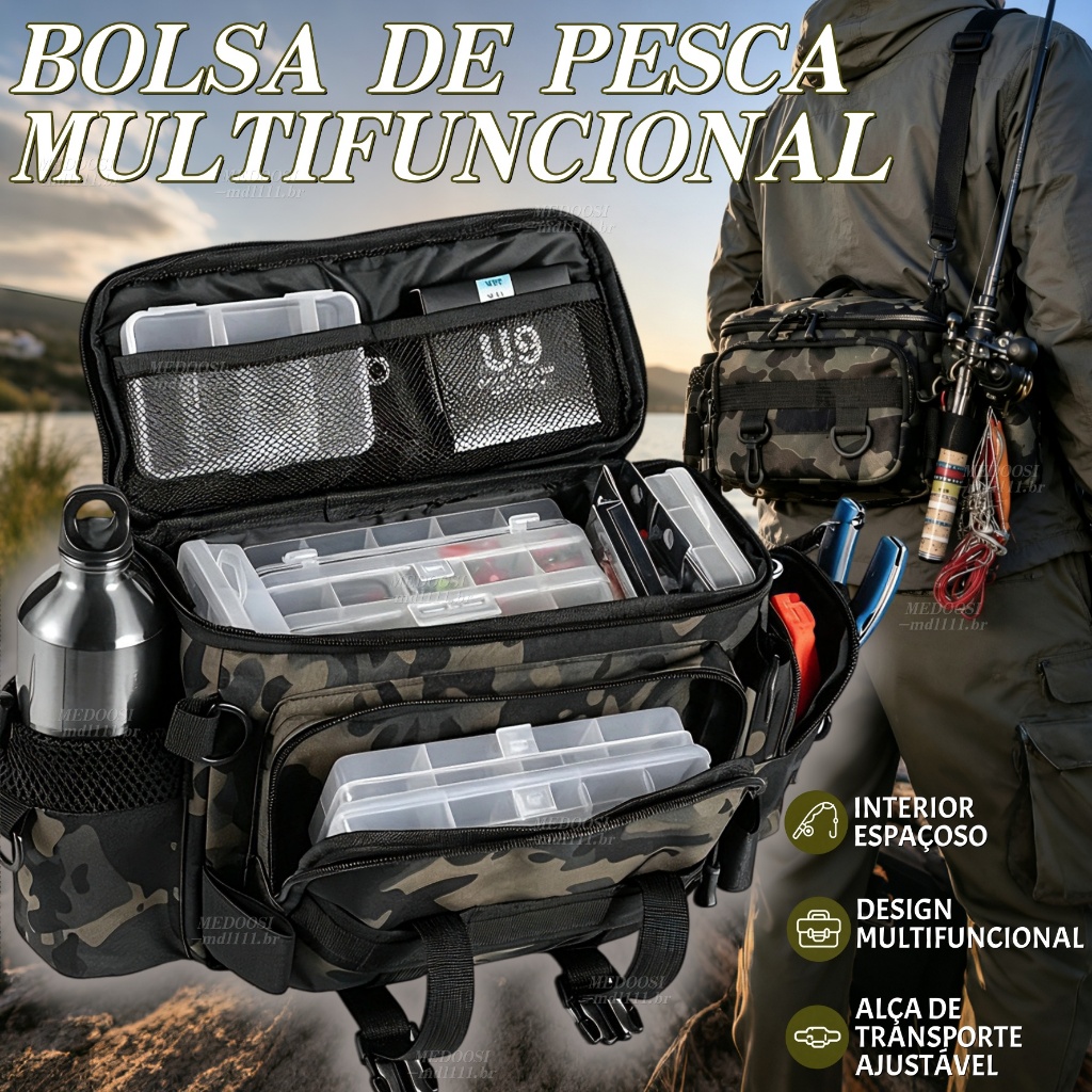Mochila Impermeável de Pesca Ombro Bolsa De Armazenamento Suporte Portátil Para Vara Esportes Ao Ar Livre
