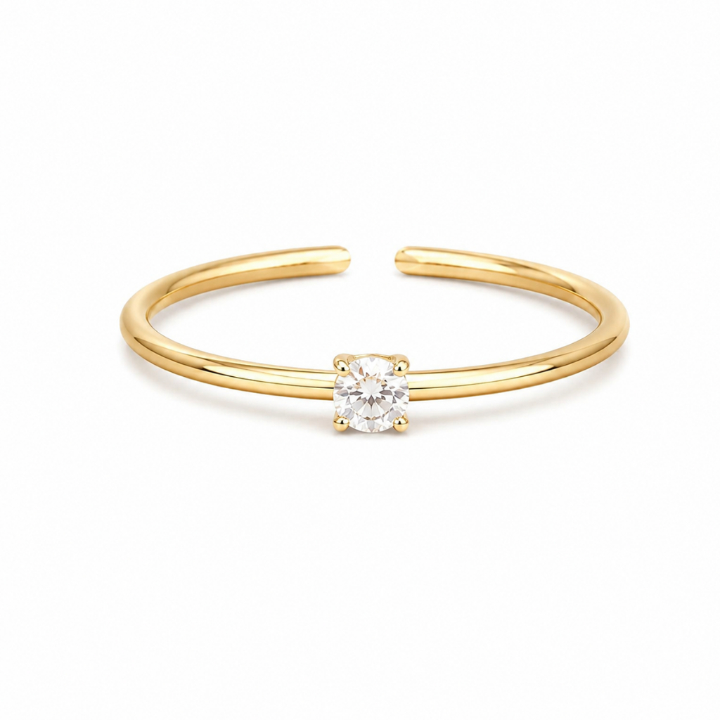 Starlight Zircon Quatro Garras Anel Aberto Feminino ins Simples Nicho Design Anel Fino Anel Aberto Anel de Diamante
