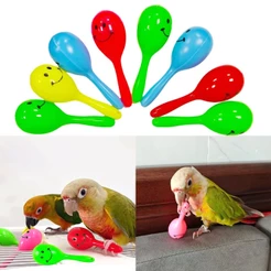 1/2/6 Pçs Papagaio Pássaro Brinquedos Chocalho Sino Areia Martelo Maracas Mastigar Interativos Pendurados Para Pequenos