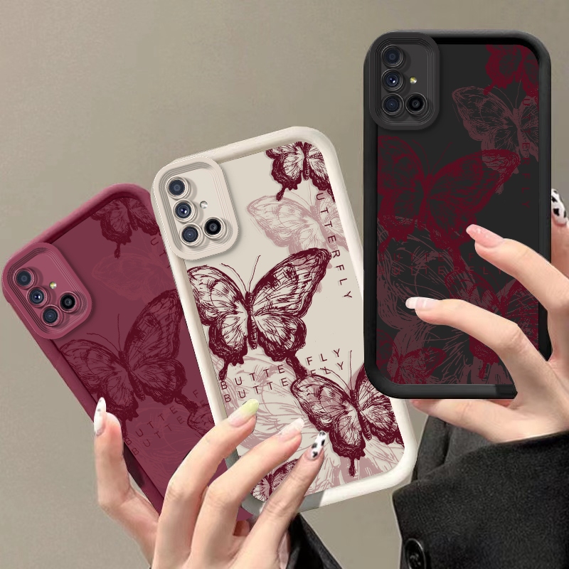 Para Samsung Galaxy M51 , Capa De Telefone Retrô Marrom Elegante Borboleta Macia À Prova De Choque — imagem 2 de 2