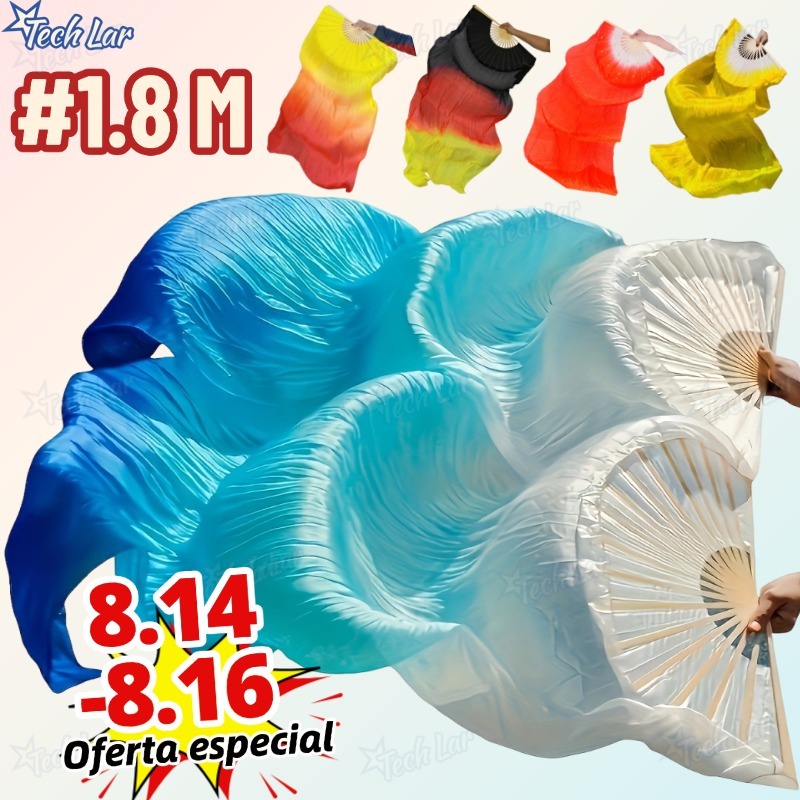Kit4/2/1 Ventiladores De Dança Do Ventre Véu De Bambu Ventilador De Seda DIY 1.8M Apenas