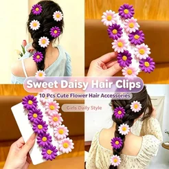 10 peças/12 peças grampo de cabelo margarida doce, acessórios de cabelo de flor fofa para meninas, acessórios de cabelo