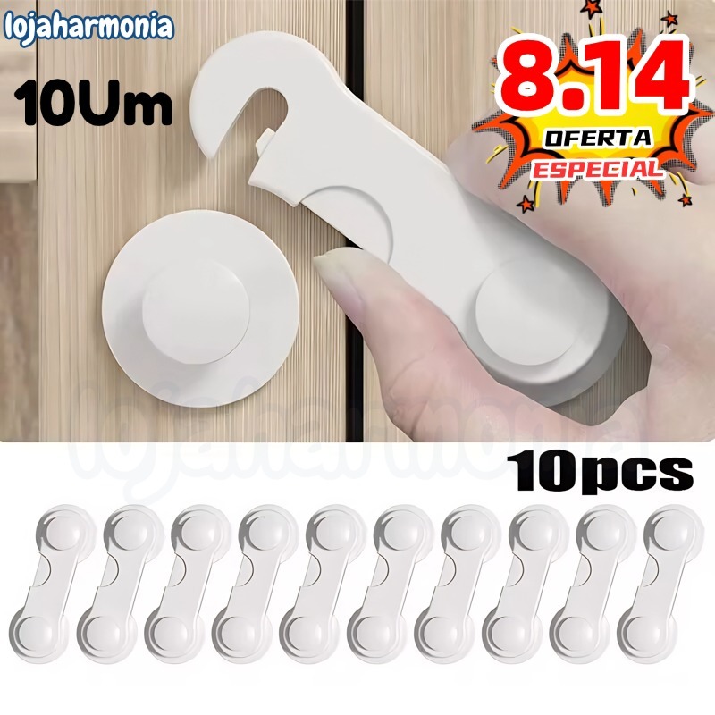Kit 10/20 Travas Para Gaveta Porta Armário Segurança Bebê - Opção de cores