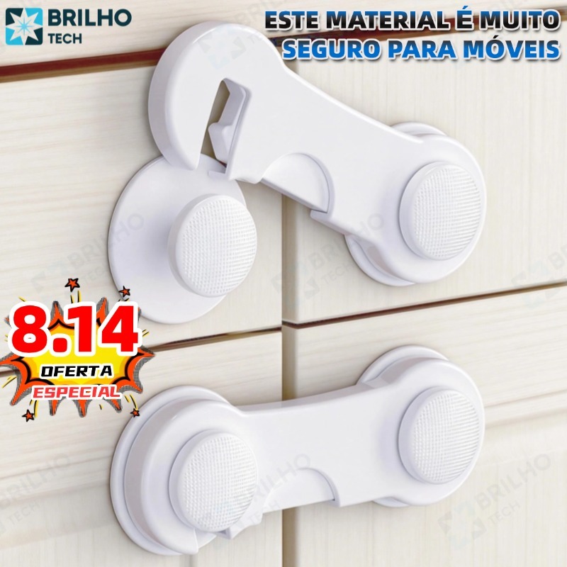 Kit 10 Travas Para Gaveta Porta Armário Segurança Bebê - Opção de cores