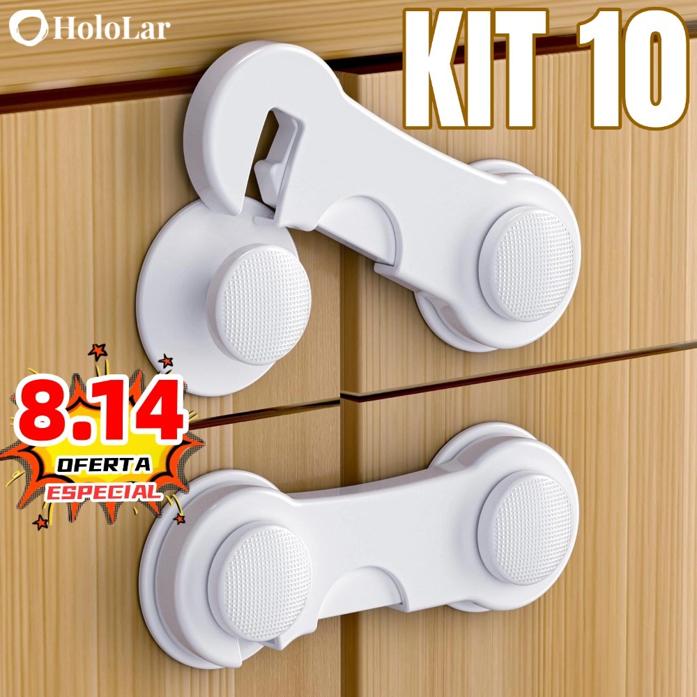 Kit 2/5/10 Travas Para Gaveta Porta Armário Segurança Bebê - Opção de cores HL