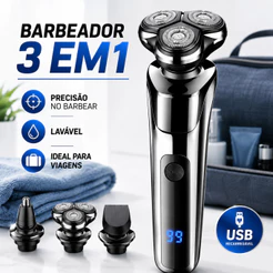 Barbeador elétrico masculino recarregável com 3 lâminas