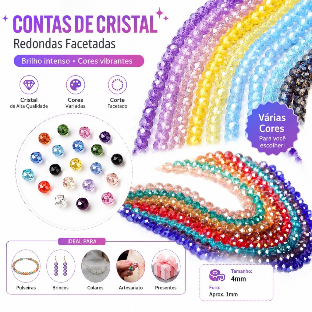 4mm/6mm/8mm Contas De Cristal De Vidro DIY Jóias Fazendo Para Pulseira Colar Acessórios