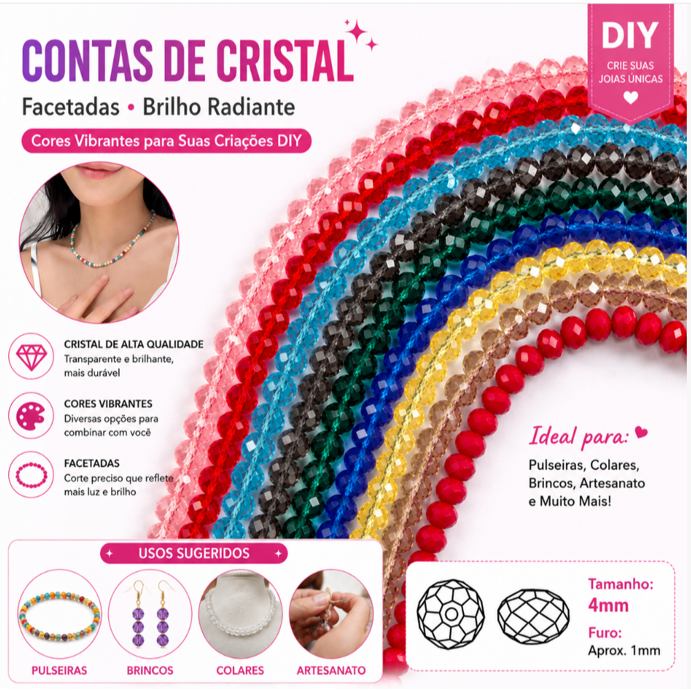 Venda Quente 3mm 4mm 6mm 8mm Roda Redonda Contas De Vidro Acessórios De Jóias Artesanais Para Pulseira Artesanato Fazend
