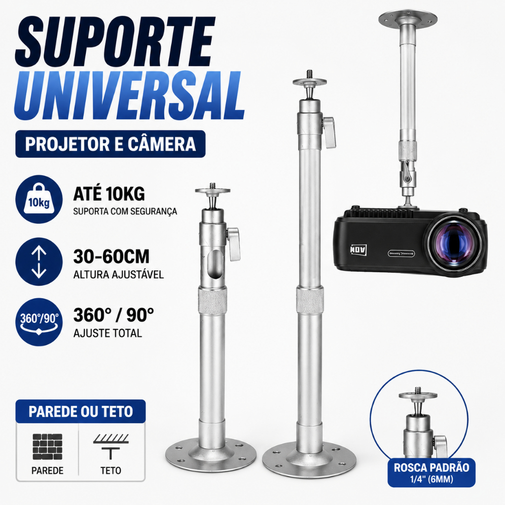 Suporte Para Projetor Universal Teto E Parede Regulável Datashow