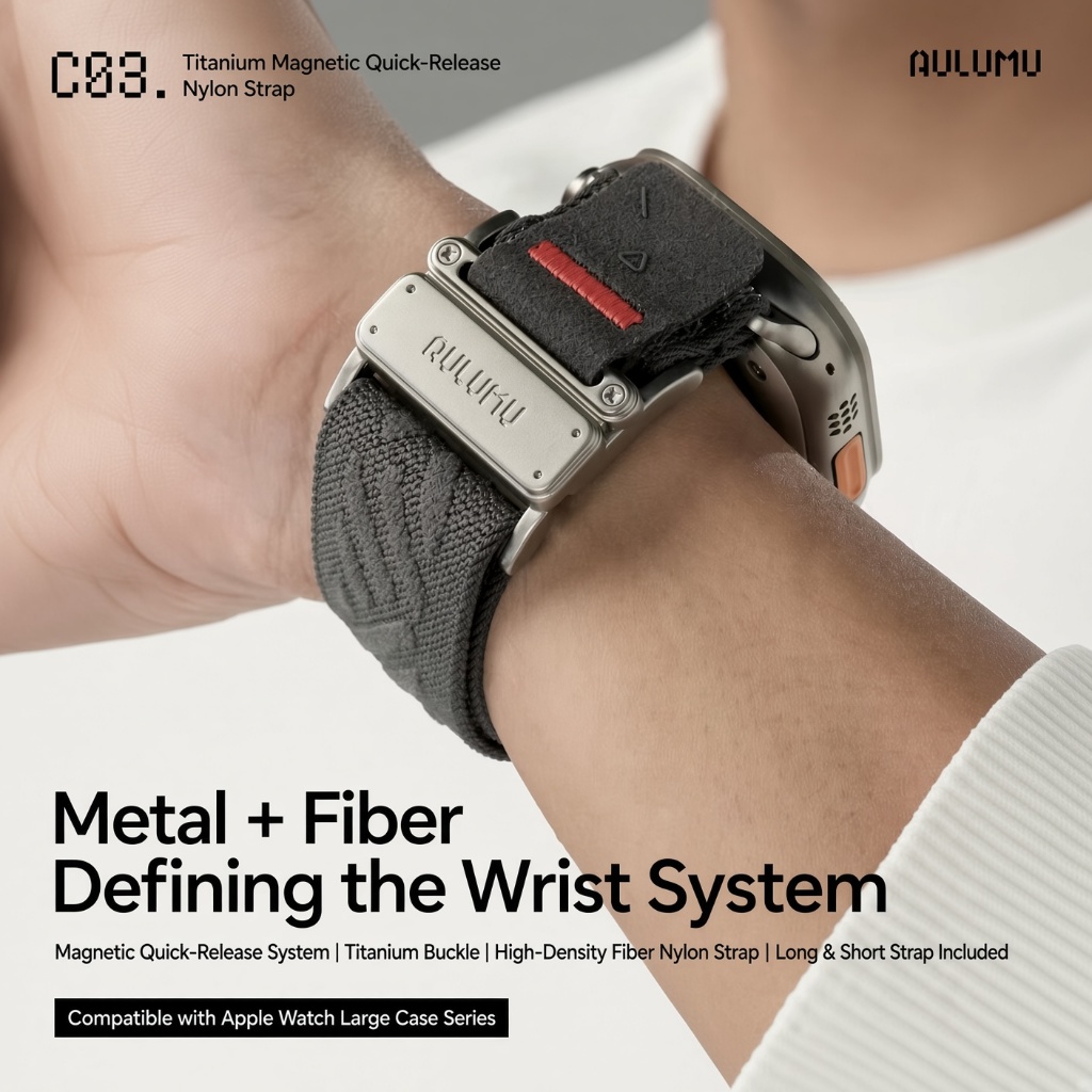 AULUMU C03 Pulseira Magnética De Nylon De Liberação Rápida De Titânio Para Apple