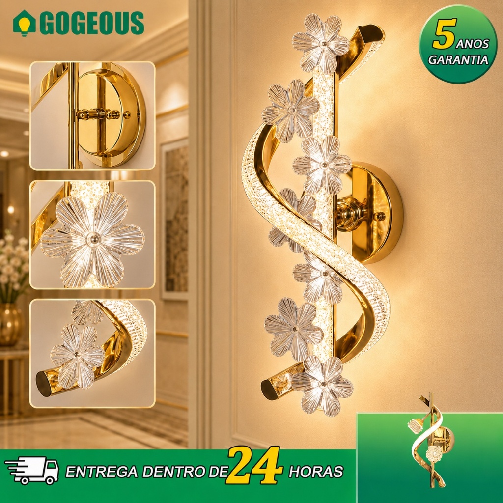 3 Cores 110V-220V Arandela Luminária De Parede Cristal LED Sala De Estar Quarto Corredor Luxo Moderno