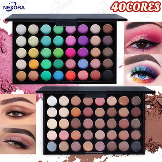 Paleta de Sombras com 40 Cores-Acabamento Matte e Shimmer Alta Pigmentação Efeito Esfumado e Longa Duração Escovar