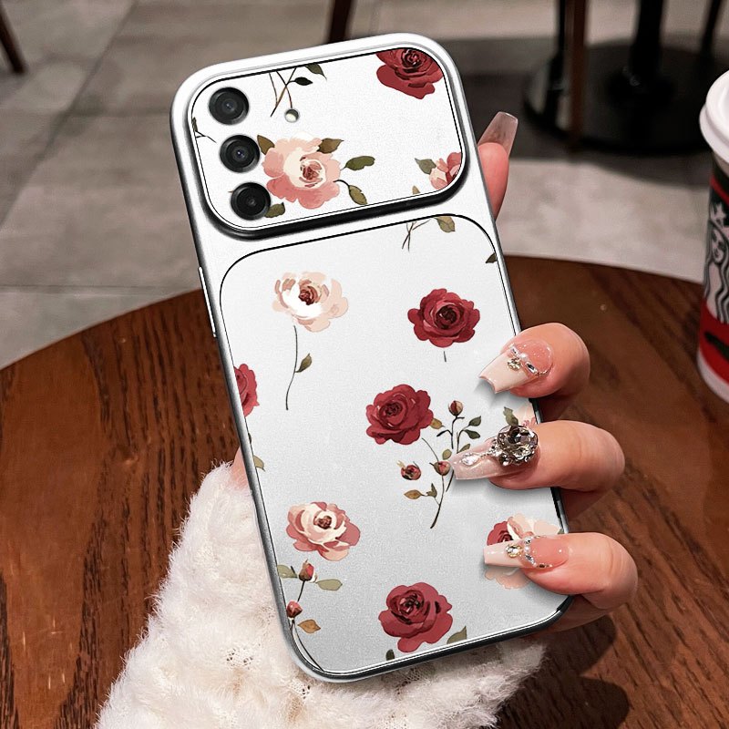 Capa De Telefone YBD Para Samsung Galaxy A27 A37 A24 A25 A26 A34 A35 A36 A54 A55 A57 A56 5G Rosa Flor Anti Colisão Fosco